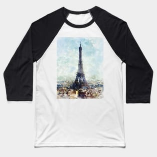 Paris watercolor paint design Baseball T-Shirt